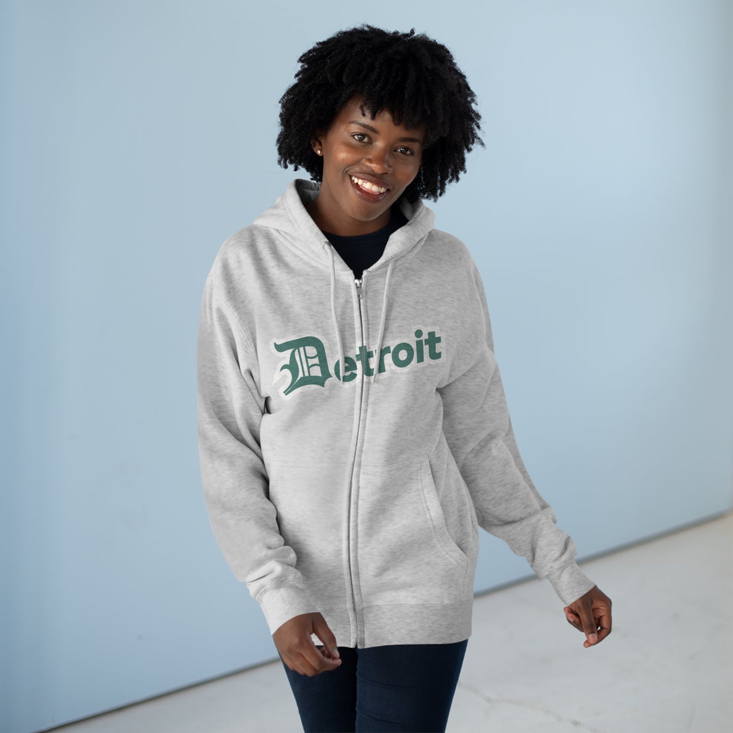 'Detroit' Hoodie (Copper Green w/ Old English 'D') | Unisex Full Zip