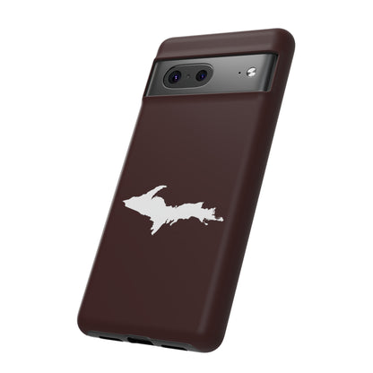 Michigan Upper Peninsula Tough Phone Case (Cherrywood Color w/ UP Outline) | Samsung & Pixel Android