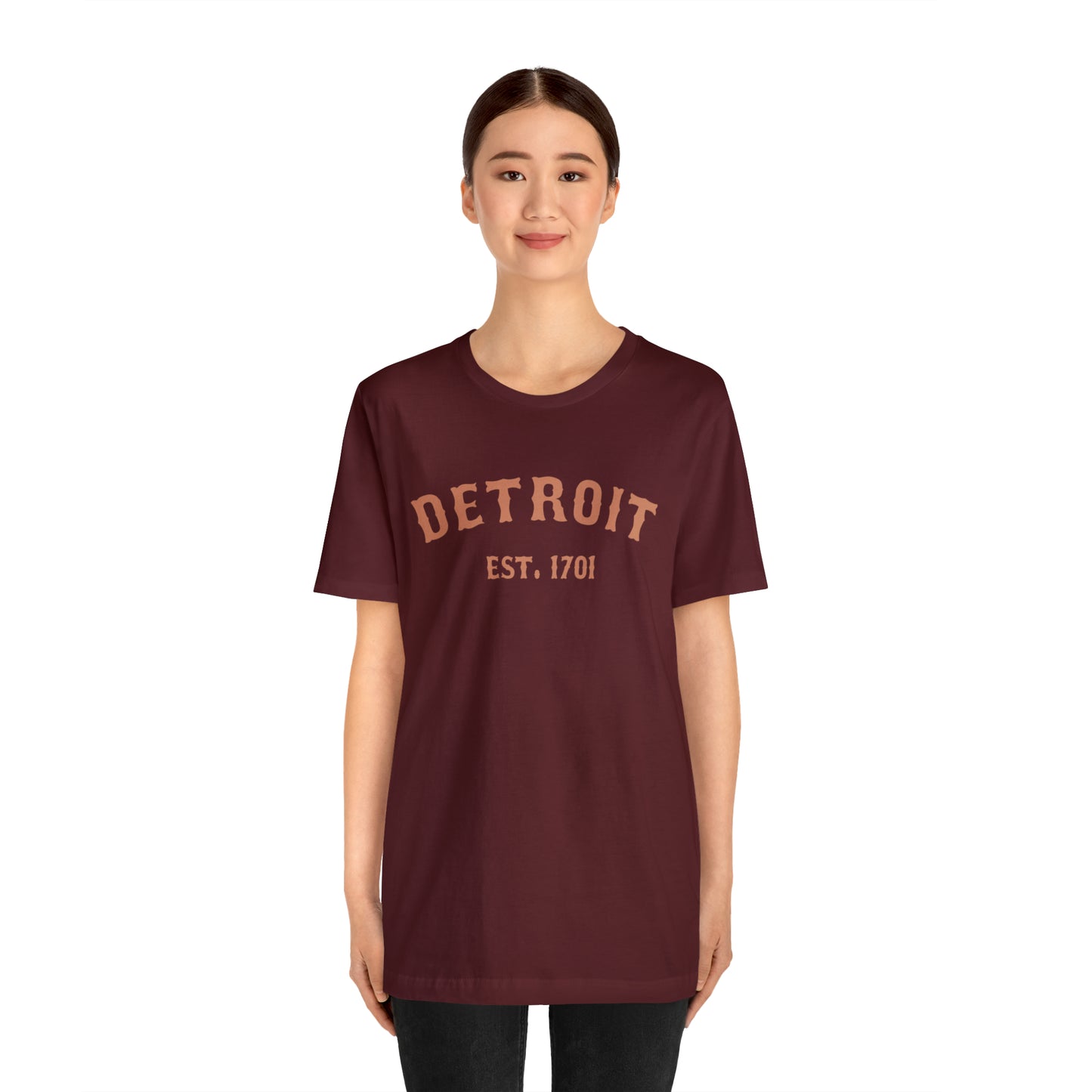 'Detroit EST. 1701' T-Shirt (Copper Ballpark Font) | Unisex Standard