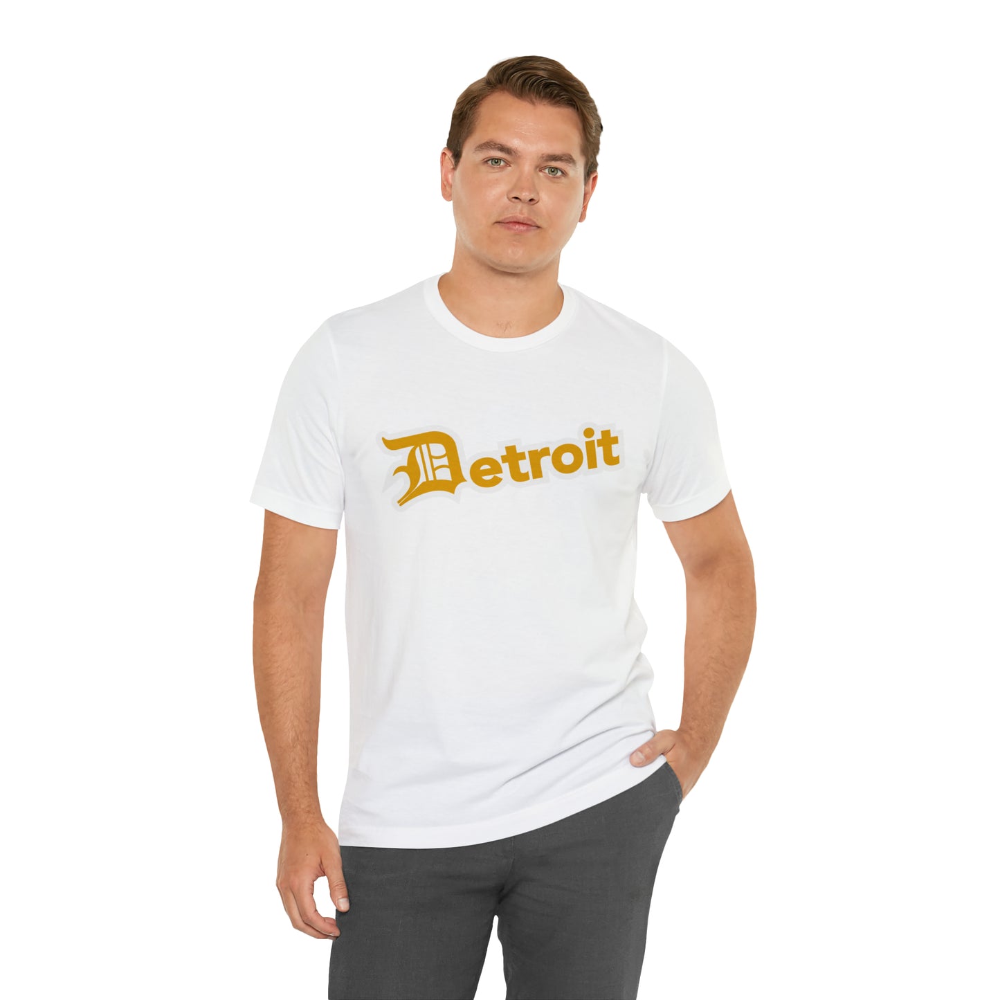 'Detroit' T-Shirt (Gold w/ Old English 'D') | Unisex Standard