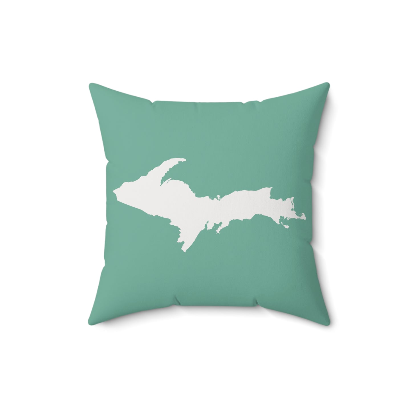 Michigan Upper Peninsula Accent Pillow (w/ UP Outline) | Metallic Mint Green