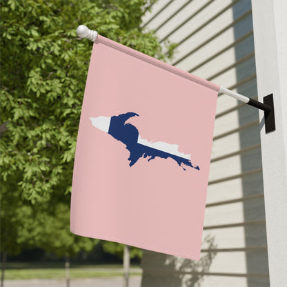 Michigan Upper Peninsula Home & Garden Flag (w/ UP Finland Flag) | Cosmos Pink