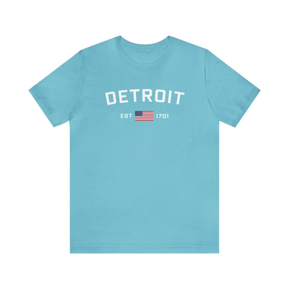 'Detroit EST 1701' T-Shirt (w/ USA Flag Outline) | Unisex Standard Fit