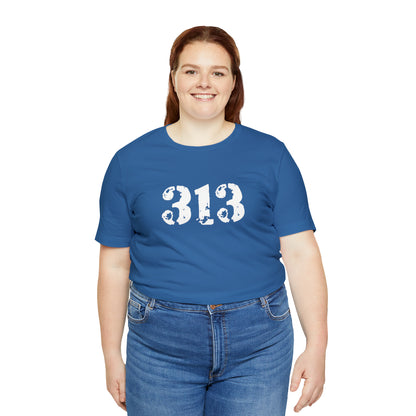 Detroit '313' T-Shirt (Distressed Stencil Font) | Unisex Standard Fit