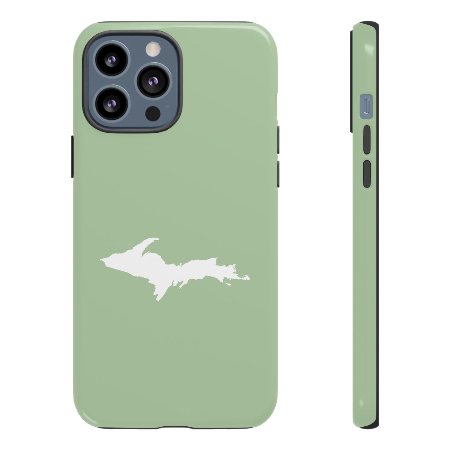 Michigan Upper Peninsula Tough Phone Case (Green Tea Color w/ UP Outline) | Apple iPhone