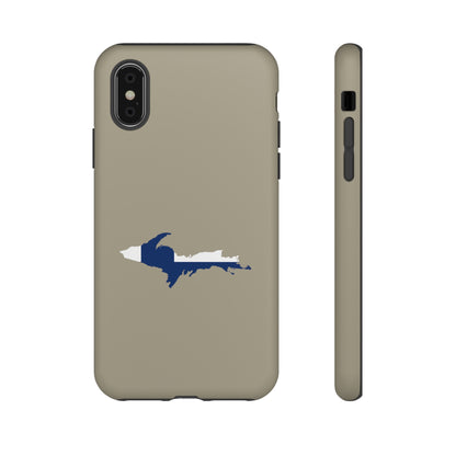 Michigan Upper Peninsula Tough Phone Case (Petoskey Stone Beige w/ UP Finland Flag Outline) | Apple iPhone