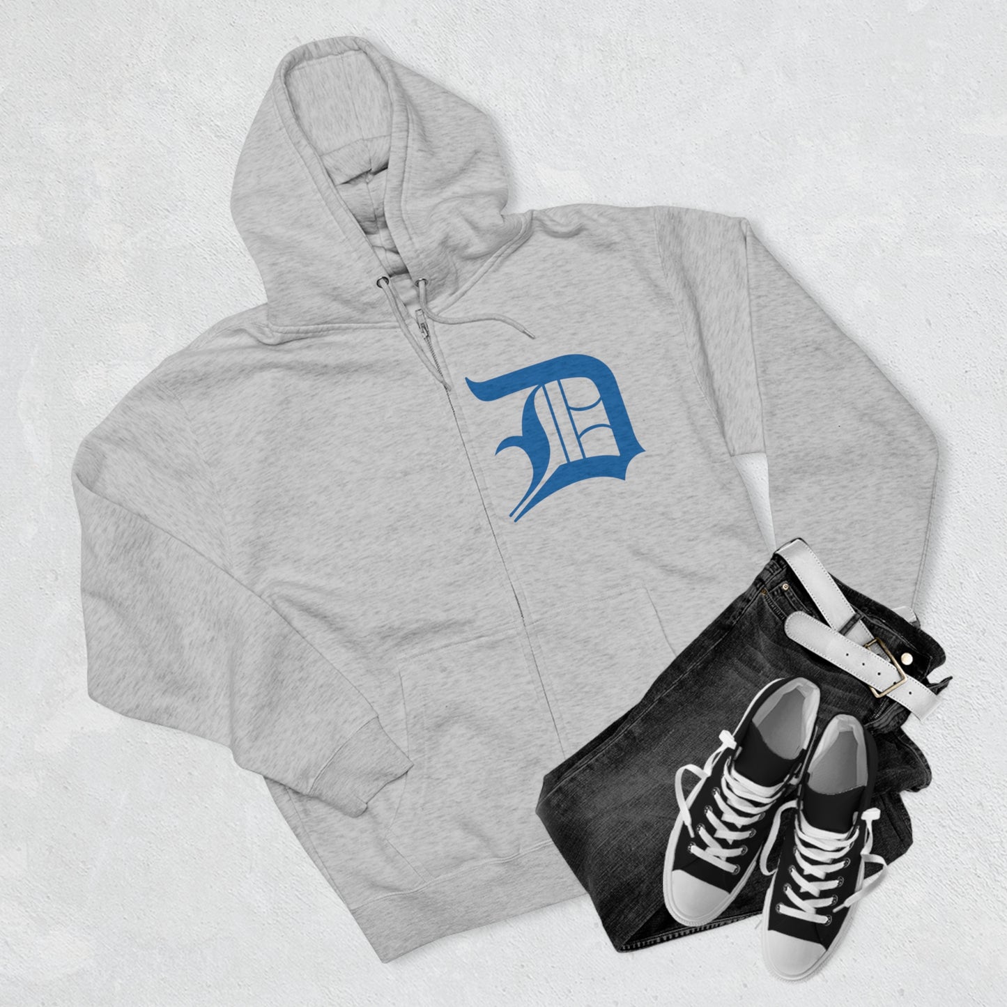 Detroit 'Old English D' Hoodie (Azure) | Unisex Full Zip