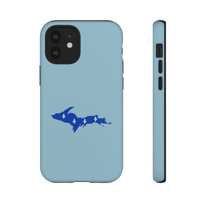 Michigan Upper Peninsula Tough Phone Case (Opal Blue w/ UP Quebec Flag Outline) | Apple iPhone