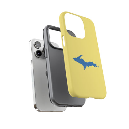 Michigan Upper Peninsula Tough Phone Case (Yellow Cherry Color w/ Azure UP Outline) | Apple iPhone