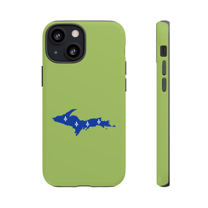 Michigan Upper Peninsula Tough Phone Case (Gooseberry Green w/ UP Quebec Flag Outline) | Apple iPhone