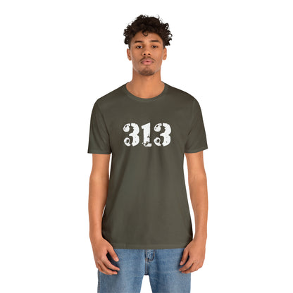 Detroit '313' T-Shirt (Distressed Stencil Font) | Unisex Standard Fit