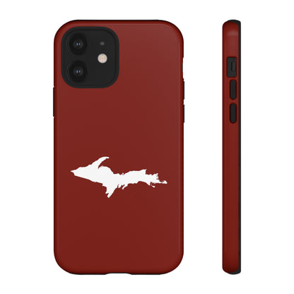 Michigan Upper Peninsula Tough Phone Case (Traverse Cherry Red w/ UP Outline) | Apple iPhone