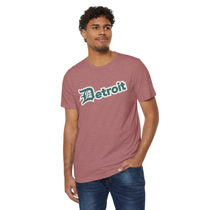 'Detroit' T-Shirt (Copper Green Old English 'D') | Unisex Recycled Organic