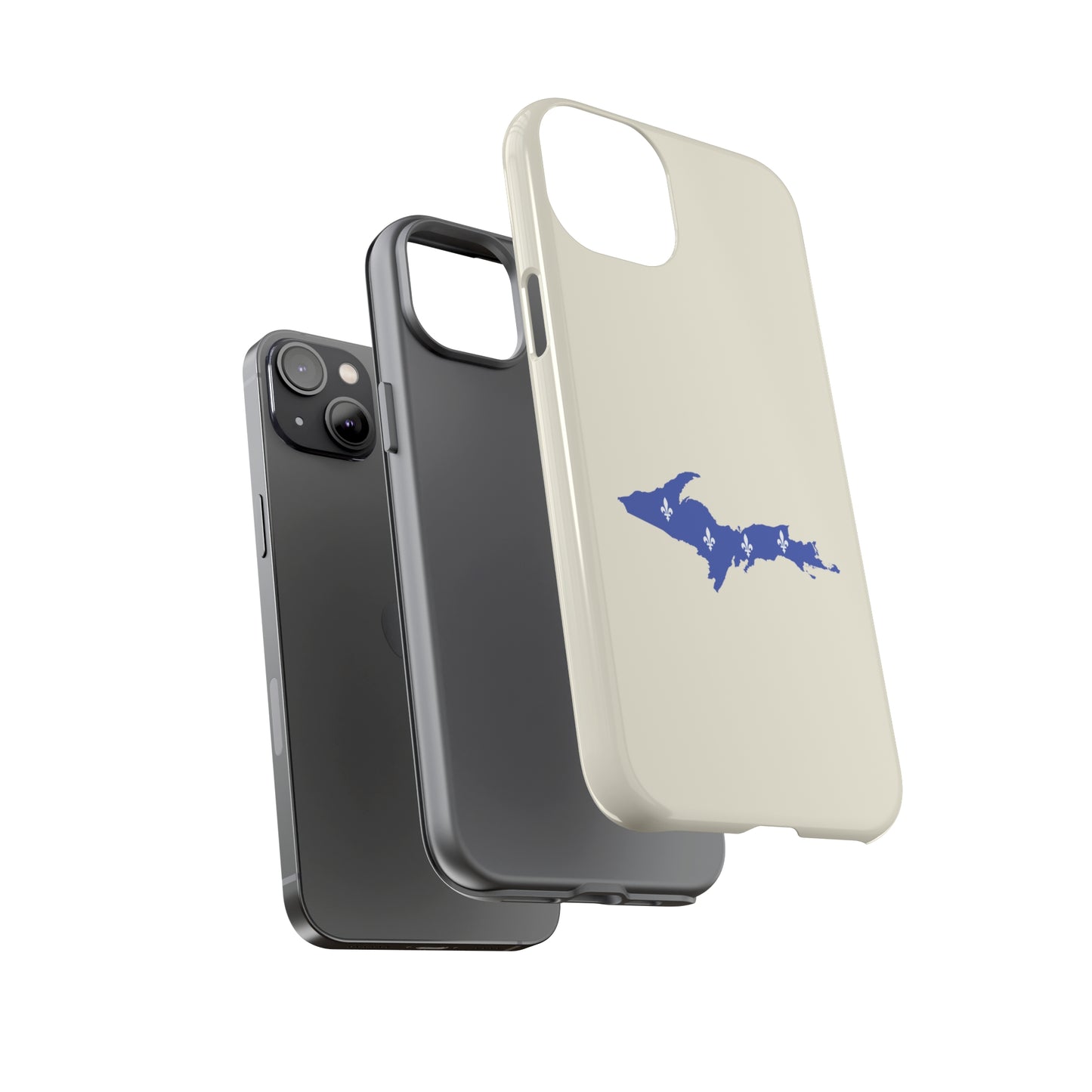 Michigan Upper Peninsula Tough Phone Case (Ivory White w/ UP Quebec Flag Outline) | Apple iPhone