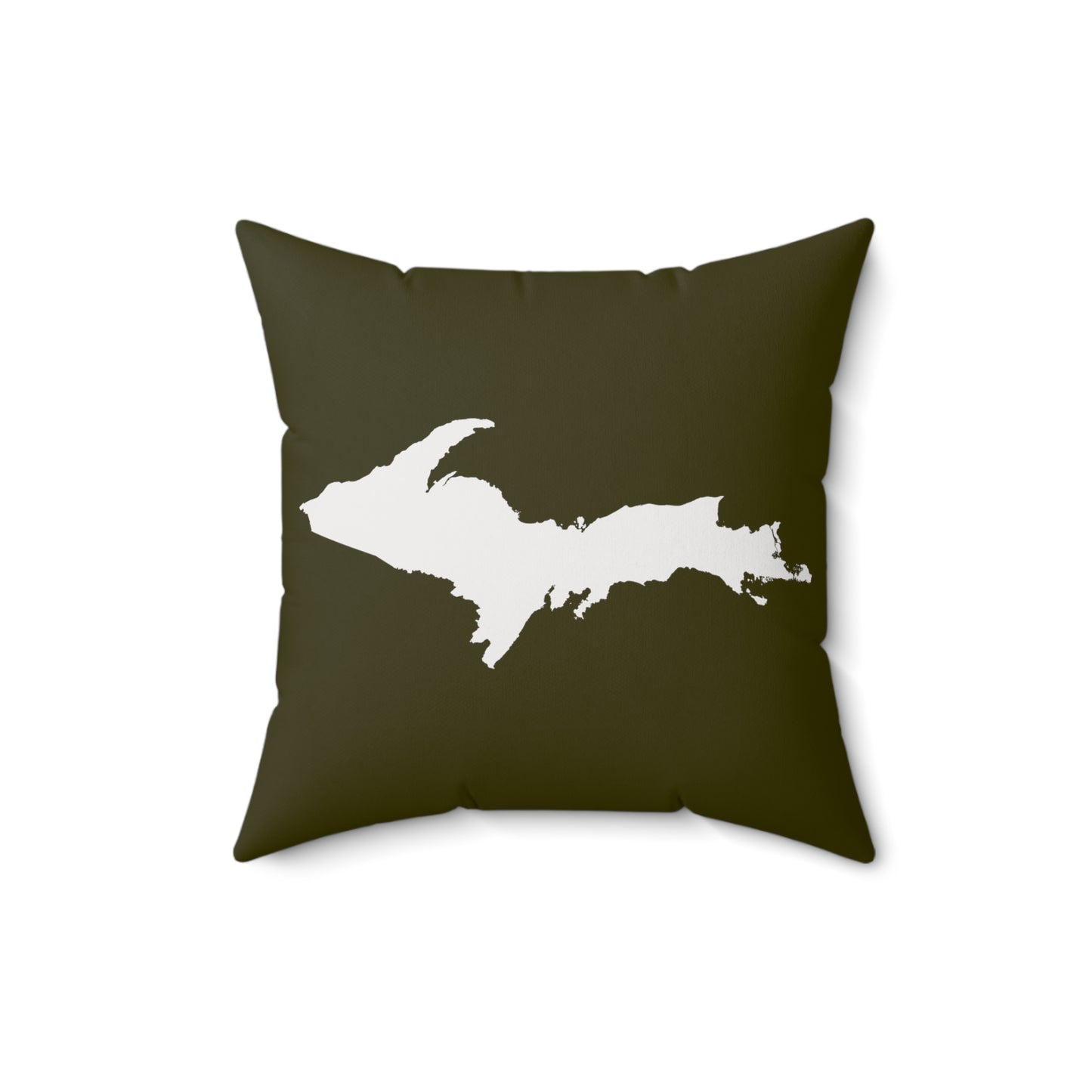 Michigan Upper Peninsula Accent Pillow (w/ UP Outline) | Military Green