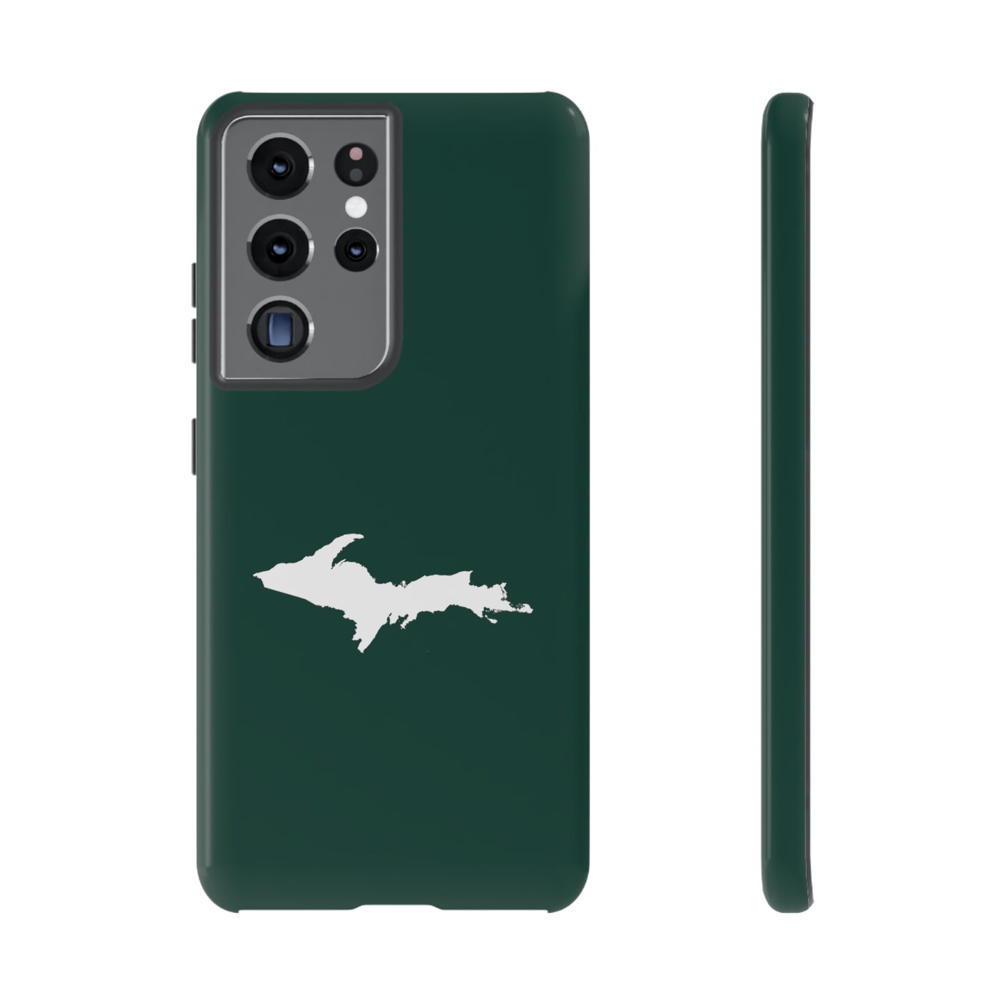 Michigan Upper Peninsula Tough Phone Case (Green w/ White UP Outline) | Samsung & Pixel Android