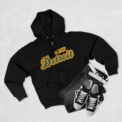 'Detroit EST 1701' Hoodie (Ginger Ale Green Script Font) | Unisex Full Zip