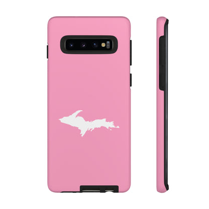 Michigan Upper Peninsula Tough Phone Case ('67 Caddie Pink w/ UP Outline) | Samsung & Pixel Android