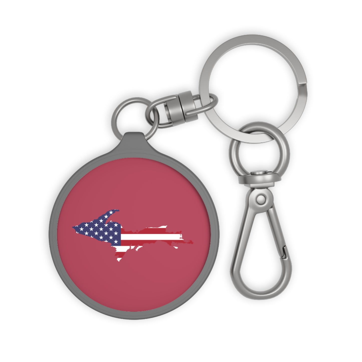 Michigan Upper Peninsula Keyring (w/ UP USA Flag) | Popstar Pink