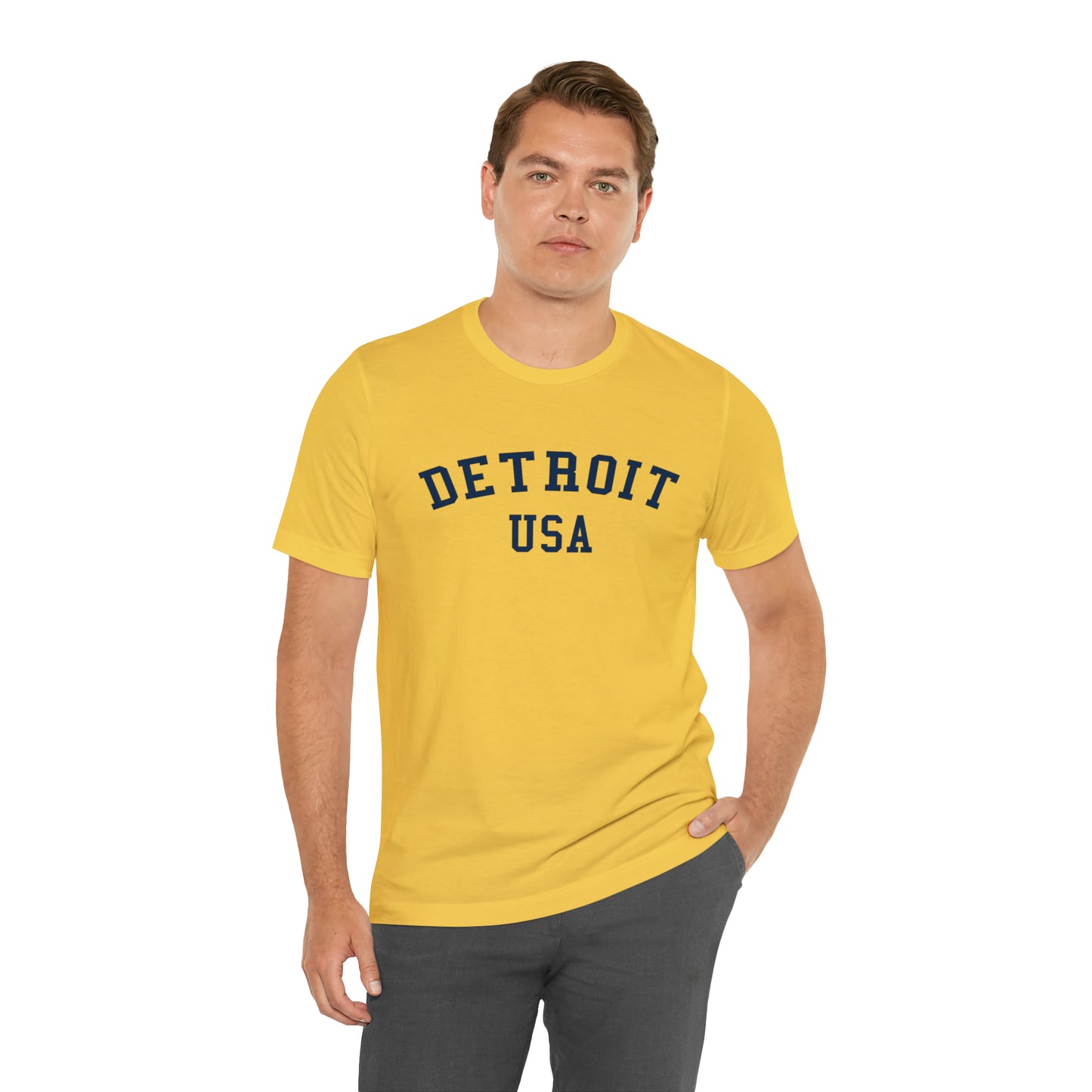 'Detroit USA' T-Shirt (Collegiate Font) | Unisex Standard