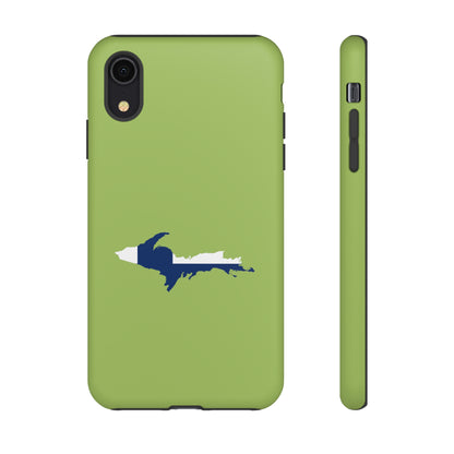 Michigan Upper Peninsula Tough Phone Case (Gooseberry Green w/ UP Finland Flag Outline) | Apple iPhone