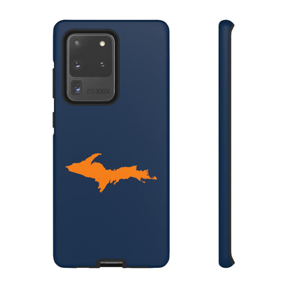 Michigan Upper Peninsula Tough Phone Case (Navy w/ Orange UP Outline) | Samsung & Pixel Android