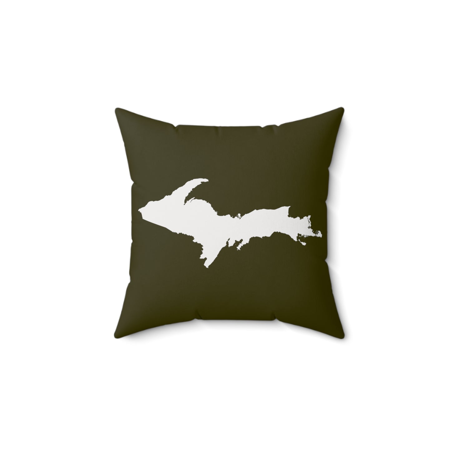 Michigan Upper Peninsula Accent Pillow (w/ UP Outline) | Military Green