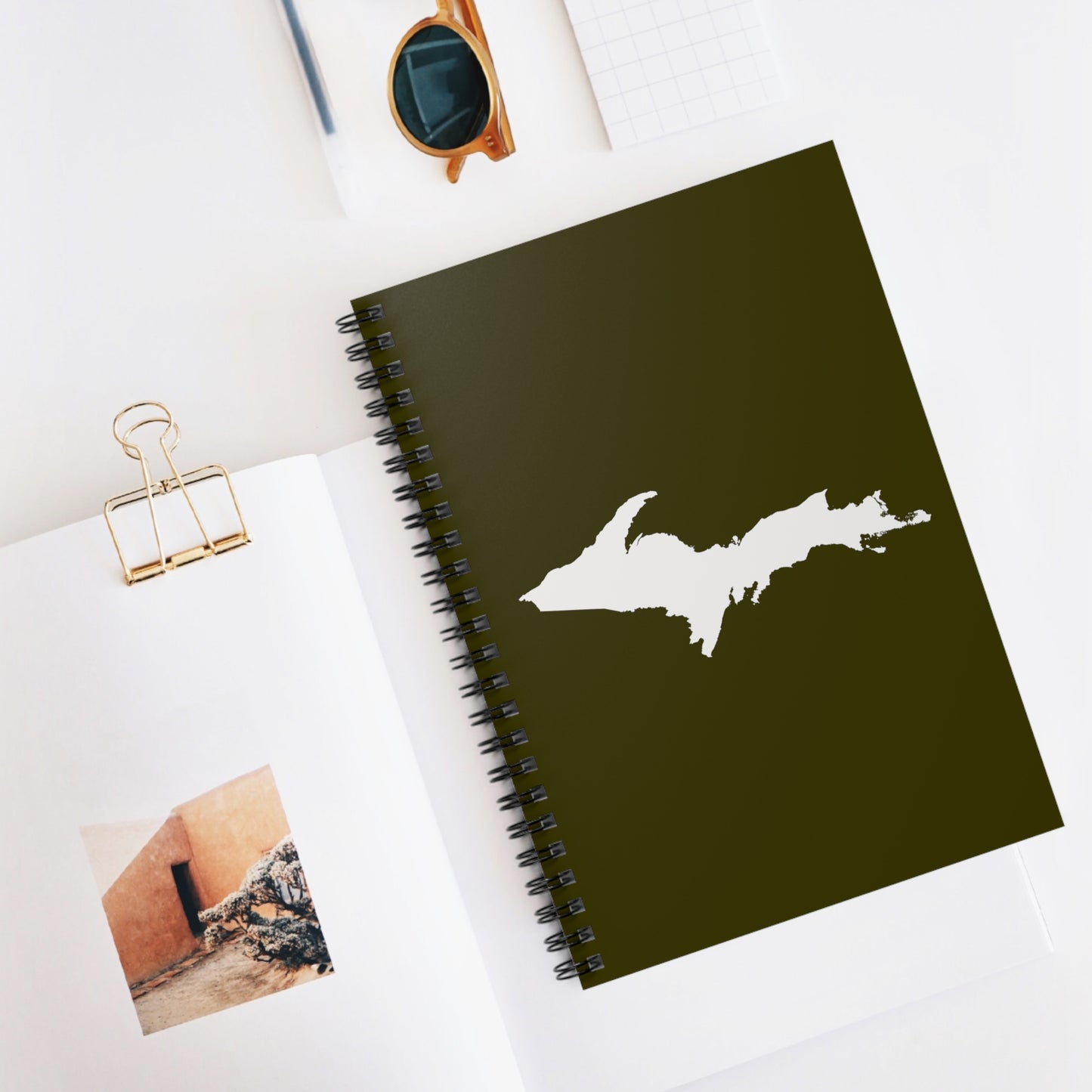 Michigan Upper Peninsula Spiral Notebook (w/ UP Outline) | Millitary Green