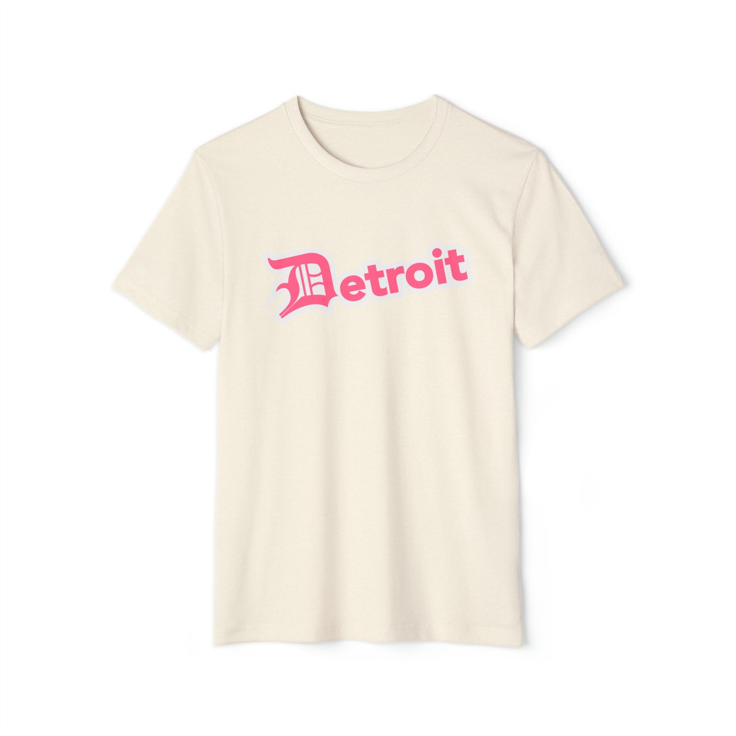 Detroit' T-Shirt (Rhodochrosite Pink Old English 'D') | Unisex Recycled Organic