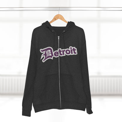 'Detroit' Hoodie (Plum w/ Old English 'D') | Unisex Full Zip