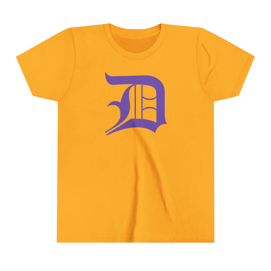 Detroit 'Old English D' T-Shirt (Lake Iris) | Youth Short Sleeve