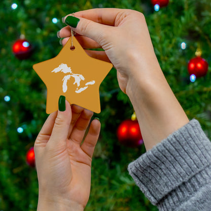 Great Lakes Christmas Ornament (Gold) | Ceramic - 4 Shapes