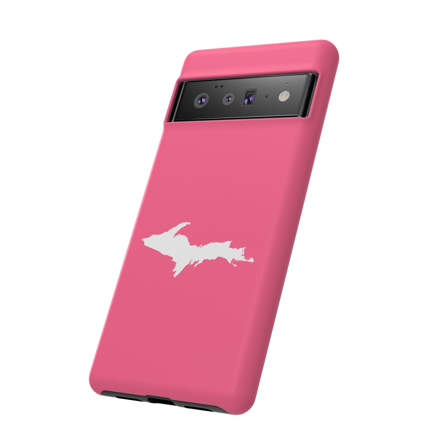 Michigan Upper Peninsula Tough Phone Case (Rhodochrosite Pink w/ UP Outline) | Samsung & Pixel Android