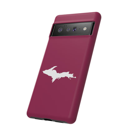 Michigan Upper Peninsula Tough Phone Case (Ruby Red w/ UP Outline) | Samsung & Pixel Android