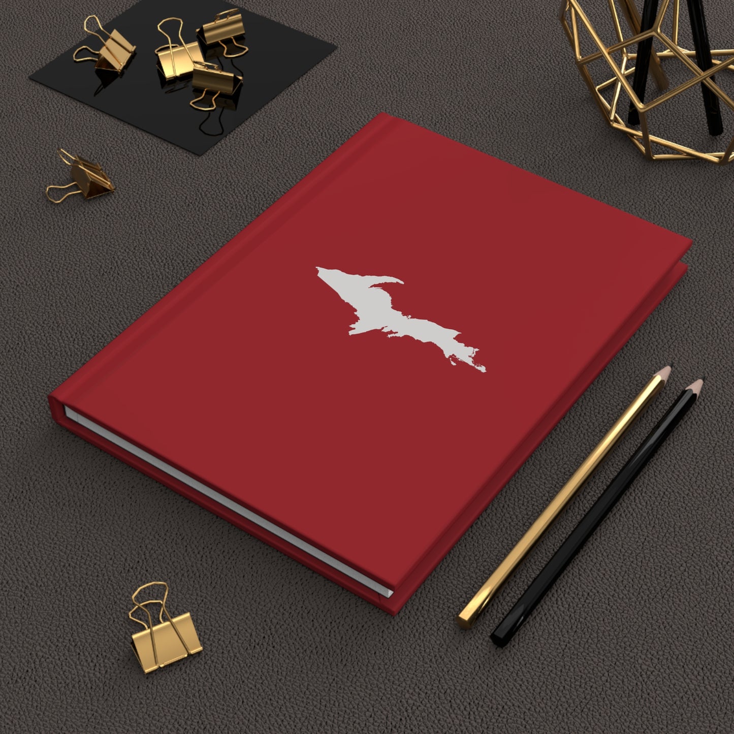 Michigan Upper Peninsula Hardcover Journal (Thimbleberry Red w/ UP Outline) | Ruled - 150pgs