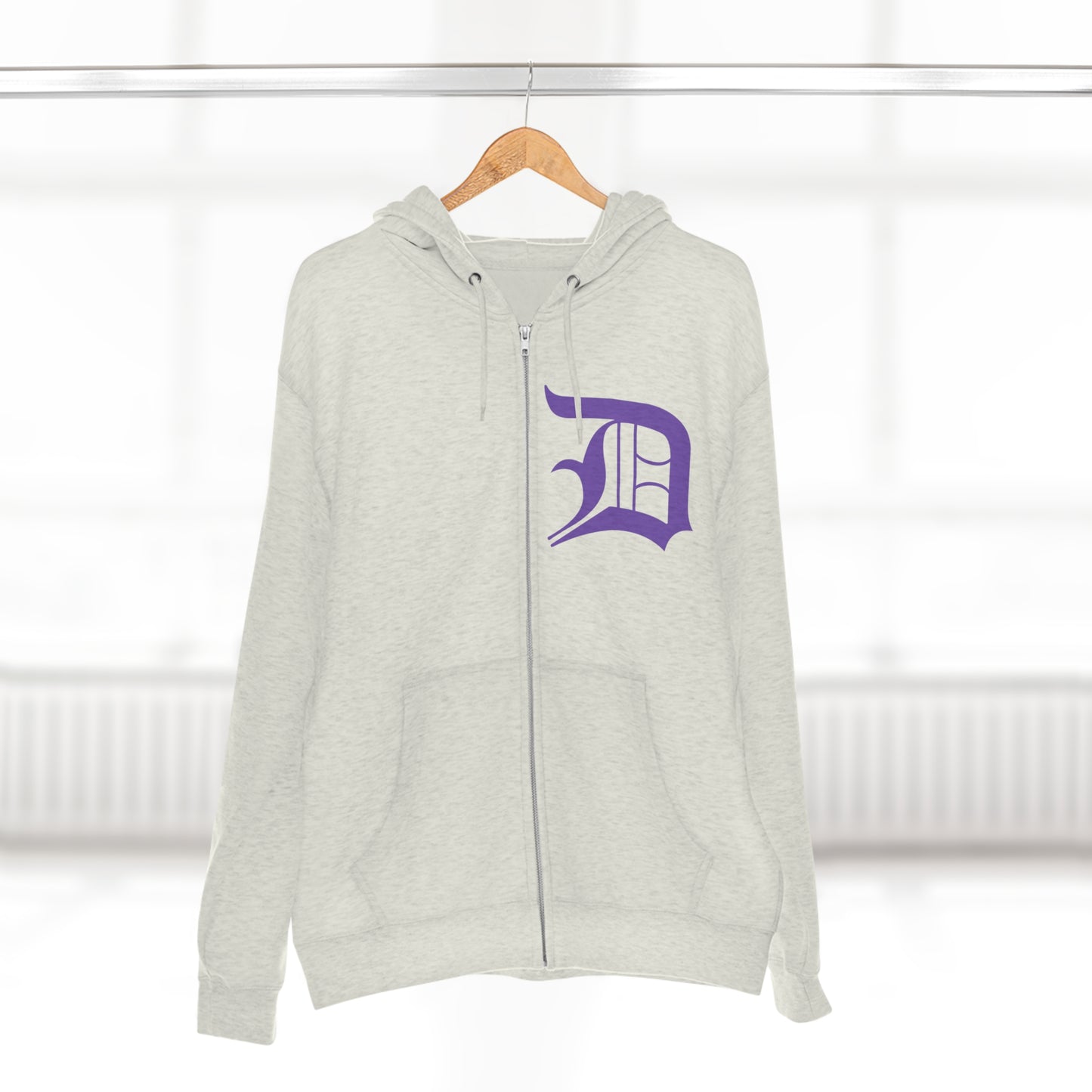 Detroit 'Old English D' Hoodie (Lake Iris) | Unisex Full Zip