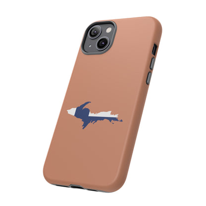 Michigan Upper Peninsula Tough Phone Case (Copper Color w/ UP Finland Flag Outline) | Apple iPhone