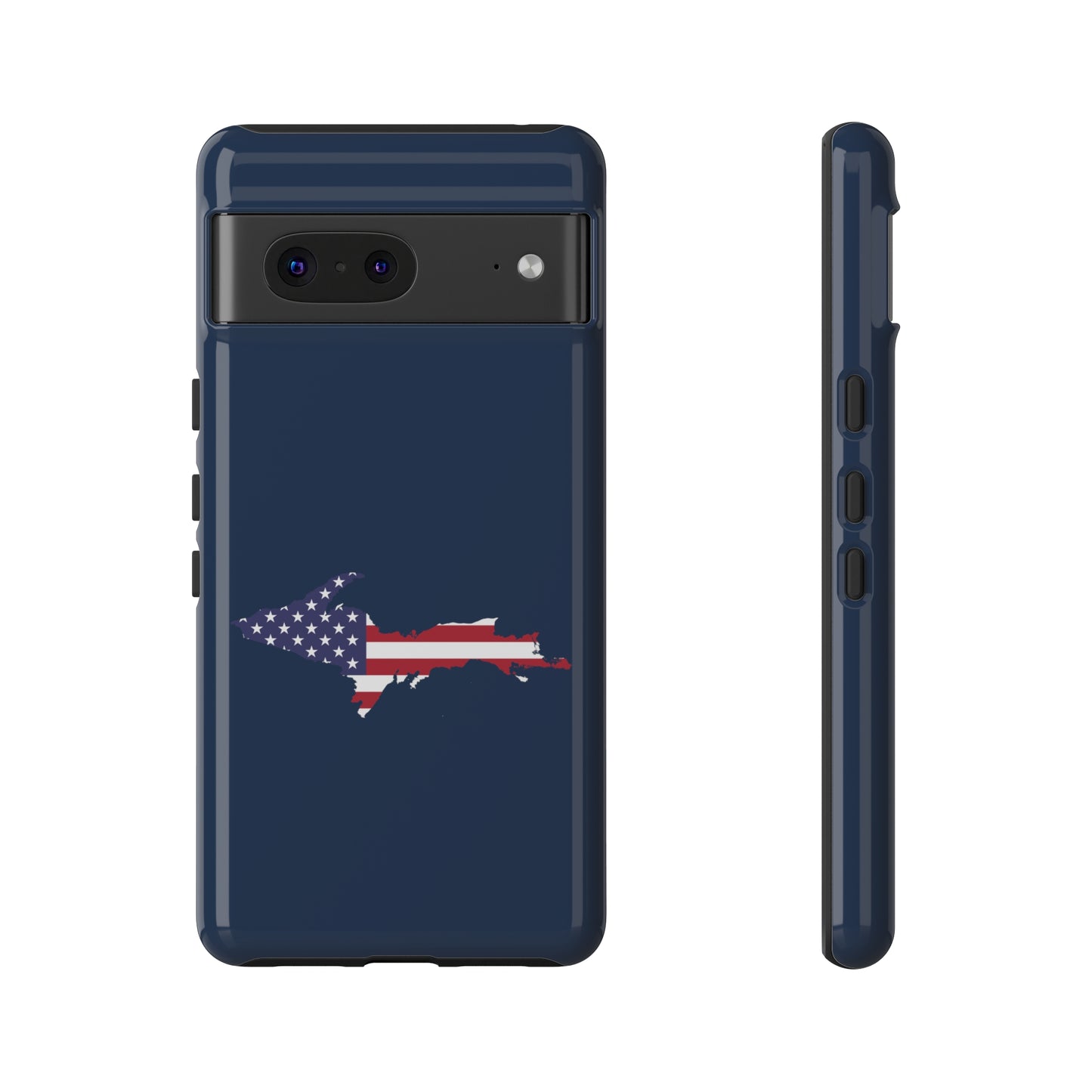 Michigan Upper Peninsula Tough Phone Case (Navy w/ UP USA Flag Outline) | Samsung & Pixel Android