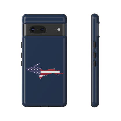 Michigan Upper Peninsula Tough Phone Case (Navy w/ UP USA Flag Outline) | Samsung & Pixel Android