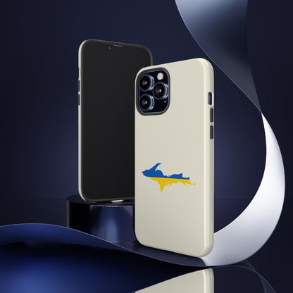 Michigan Upper Peninsula Tough Phone Case (Ivory Color w/ UP Ukraine Flag Outline) | Apple iPhone