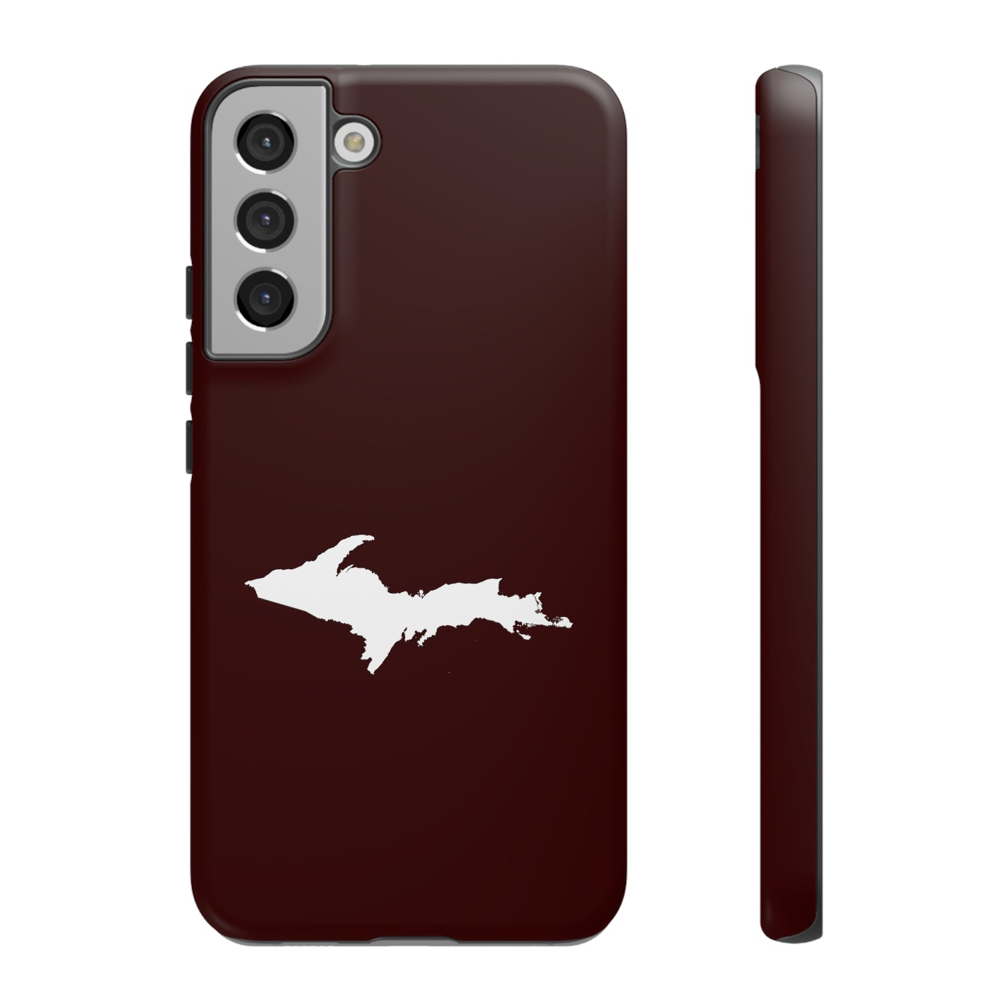 Michigan Upper Peninsula Tough Phone Case (Cherrywood Color w/ UP Outline) | Samsung & Pixel Android