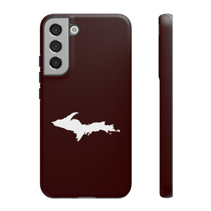 Michigan Upper Peninsula Tough Phone Case (Cherrywood Color w/ UP Outline) | Samsung & Pixel Android