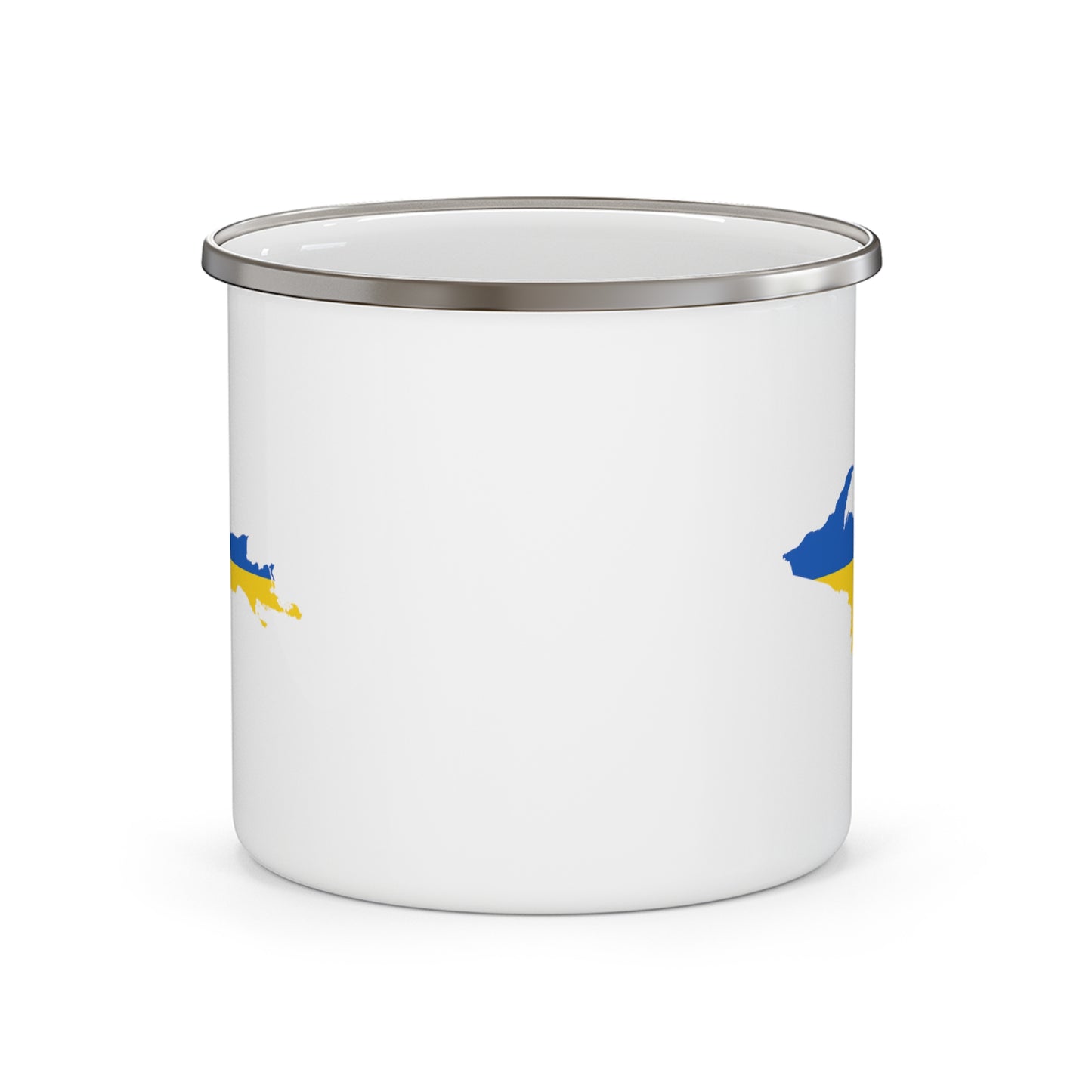 Michigan Upper Peninsula Camping Mug (w/ Ukraine Flag Outline) | 12oz