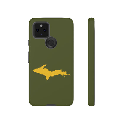 Michigan Upper Peninsula Tough Phone Case (Army Green w/ Gold UP Outline) | Samsung & Pixel Android