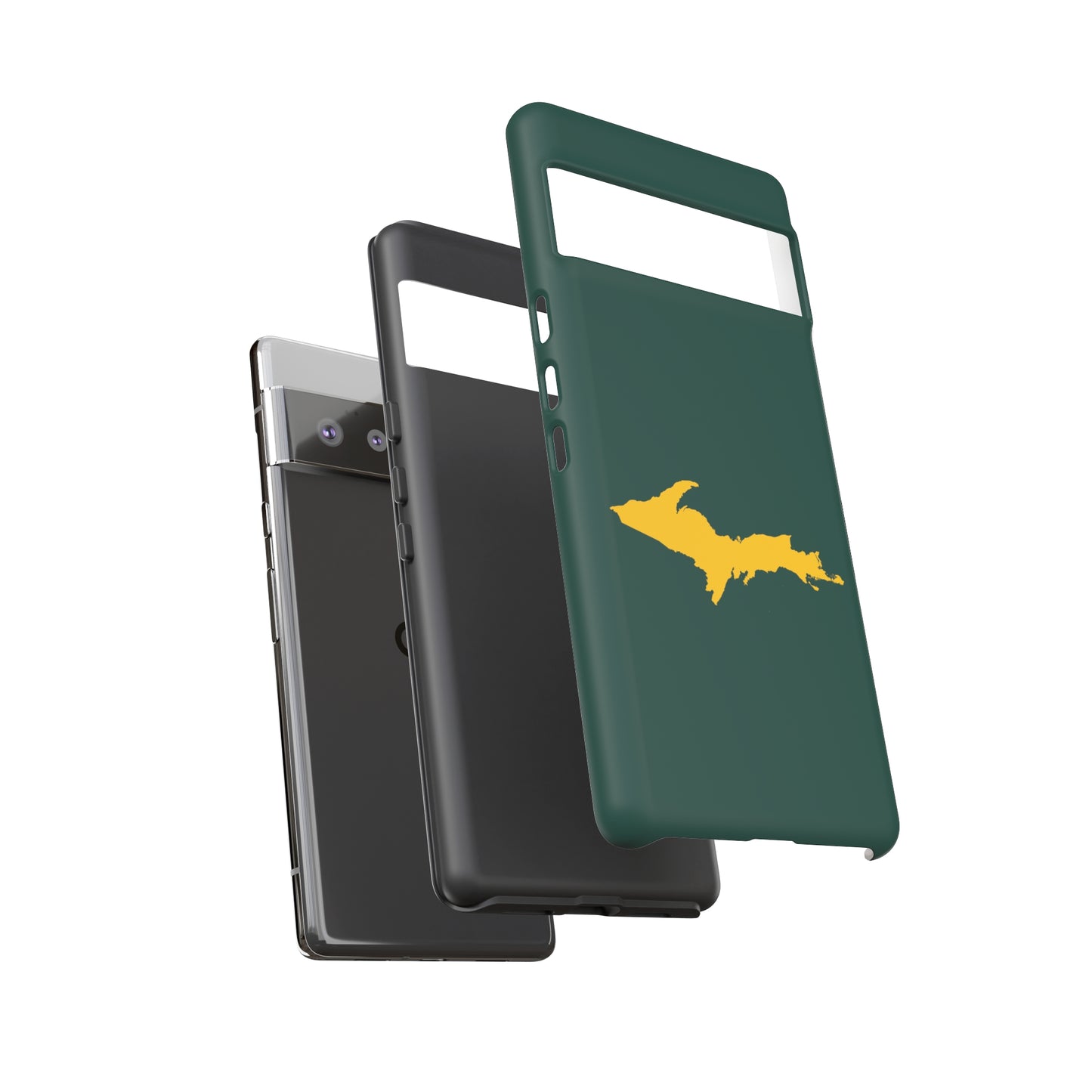 Michigan Upper Peninsula Tough Phone Case (Green w/ Gold UP Outline) | Samsung & Pixel Android