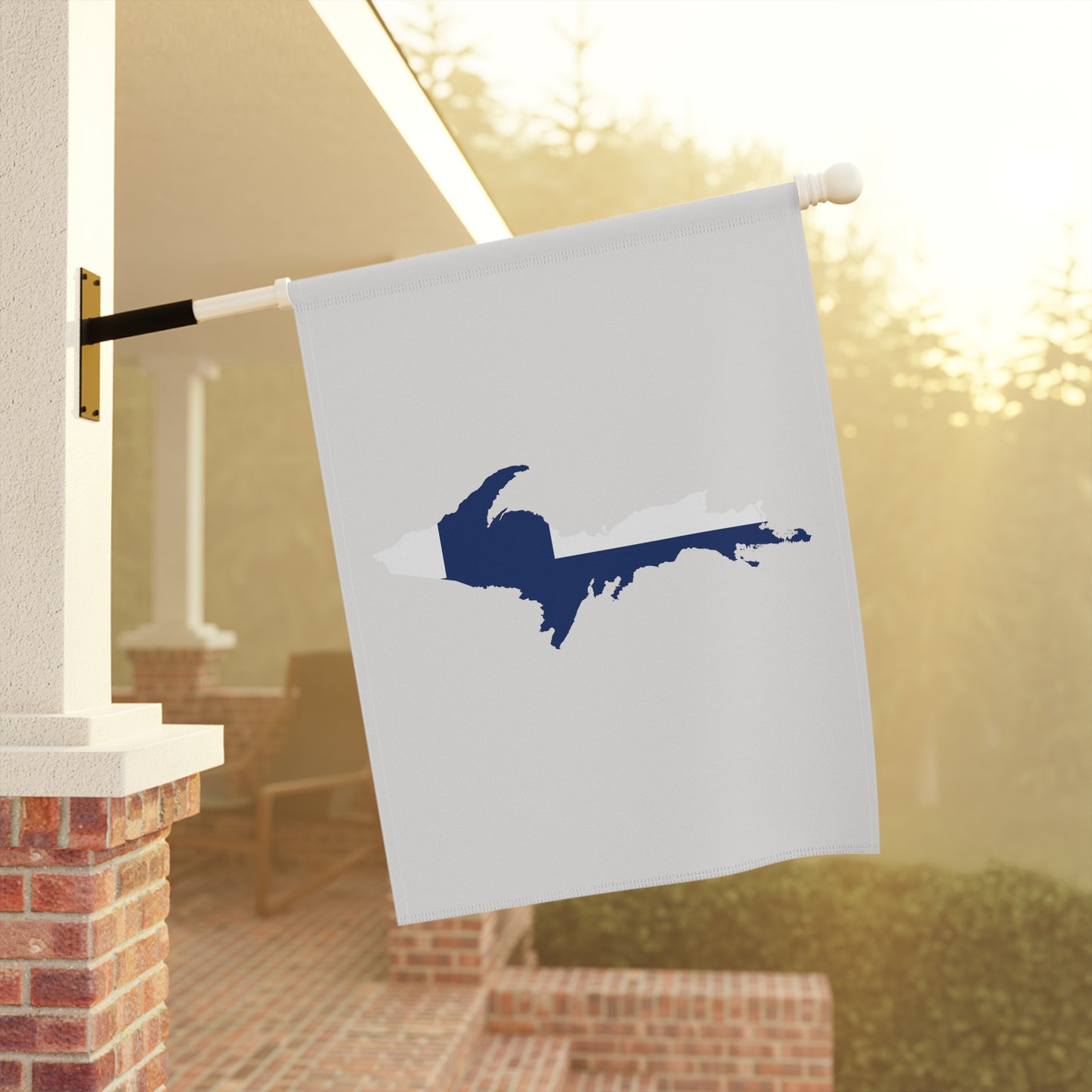 Michigan Upper Peninsula Home & Garden Flag (w/ UP Finland Flag) | Birch Bark White