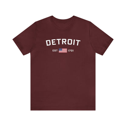 'Detroit EST 1701' T-Shirt (w/ USA Flag Outline) | Unisex Standard Fit