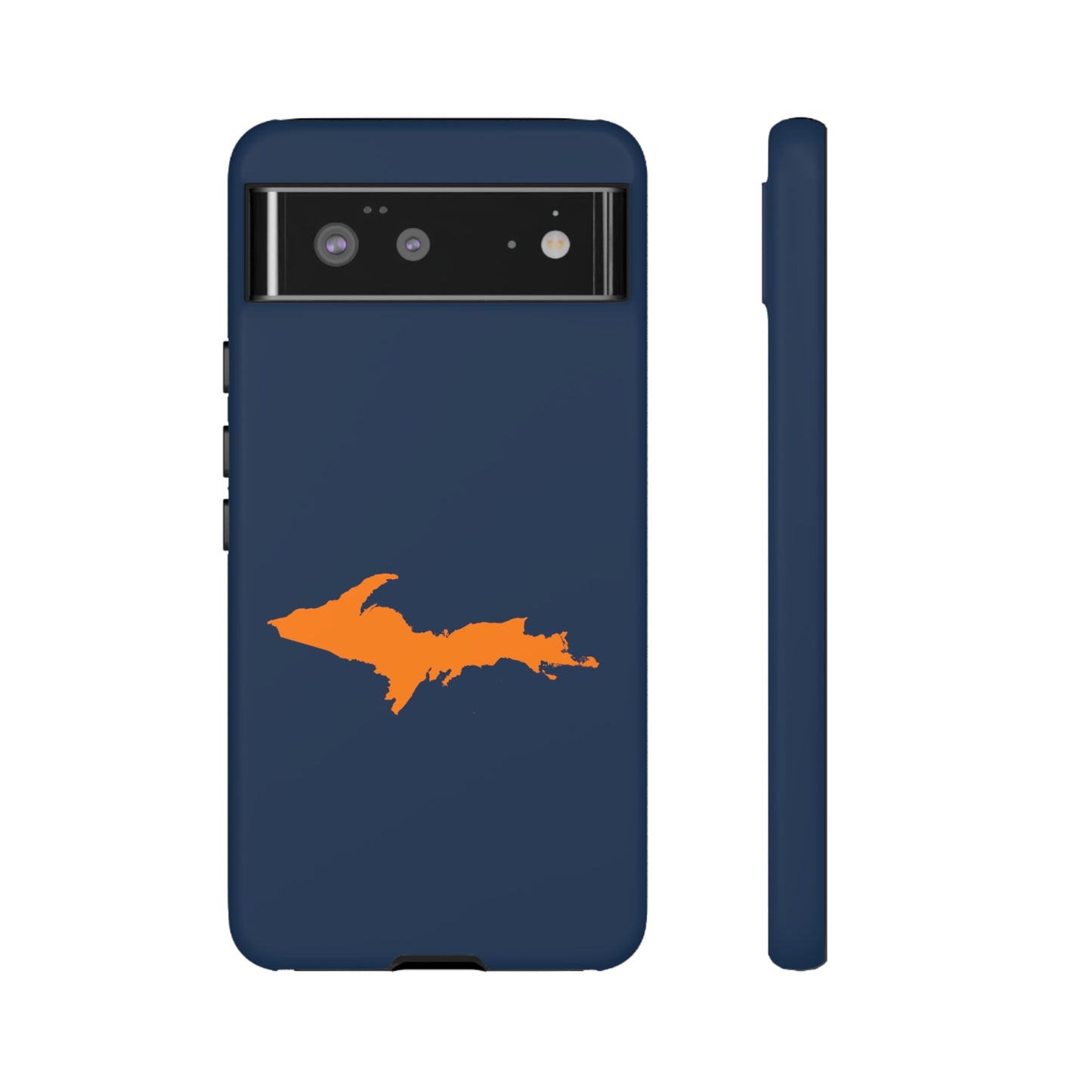 Michigan Upper Peninsula Tough Phone Case (Navy w/ Orange UP Outline) | Samsung & Pixel Android