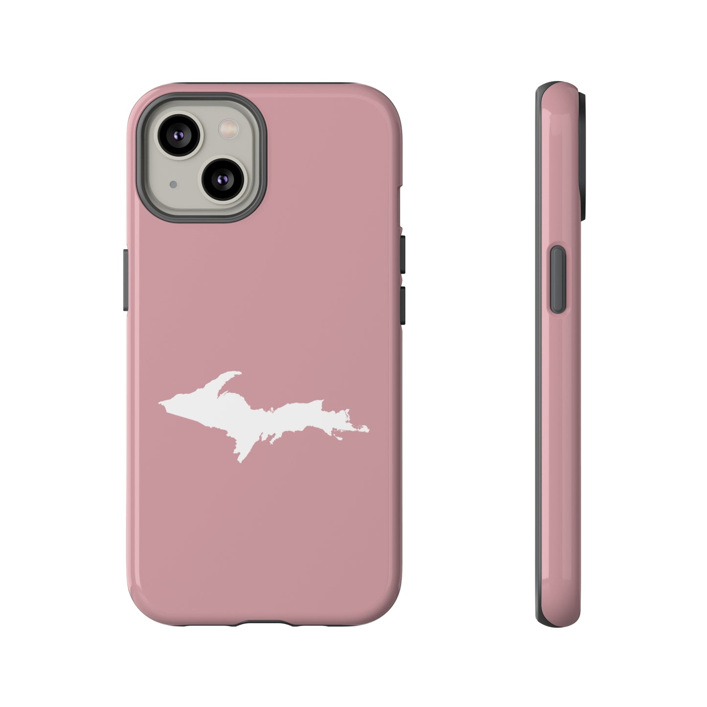 Michigan Upper Peninsula Tough Phone Case (Cherry Blossom Pink w/ UP Outline) | Apple iPhone