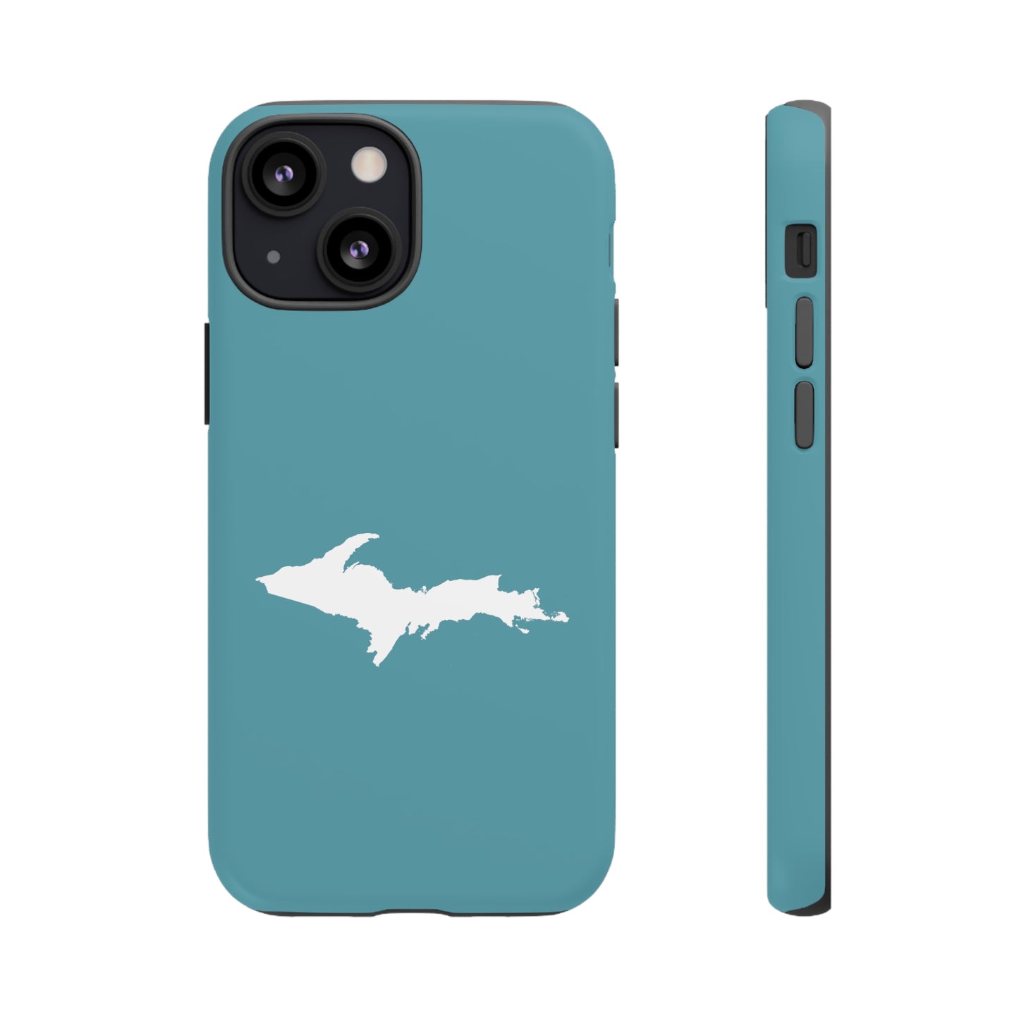 Michigan Upper Peninsula Tough Phone Case (Lake Huron Blue w/ UP Outline) | Apple iPhone